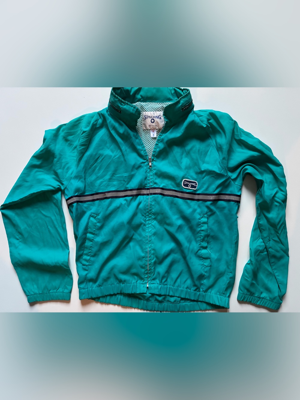 2000s Spalding Teal Rain Jacket with Reflective Trim - Medium